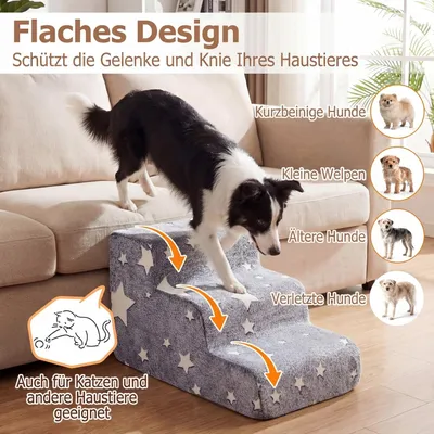 GIANTEX Hundetreppe 3 Stufen, 40 cm, leuchtend, rutschfest, Bezug waschbar. GIANTEX Hundetreppe 3 Stufen, 40 cm, leuchtend, rutschfest, Bezug waschbar.