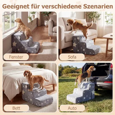 GIANTEX Hundetreppe 3 Stufen, 40 cm, leuchtend, rutschfest, Bezug waschbar. GIANTEX Hundetreppe 3 Stufen, 40 cm, leuchtend, rutschfest, Bezug waschbar.
