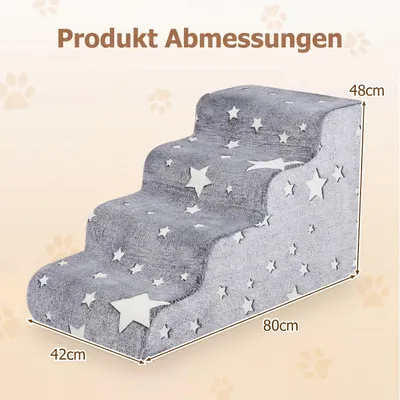GIANTEX Hundetreppe 4 Stufen, 50 cm, leuchtend, rutschfest, Bezug waschbar. GIANTEX Hundetreppe 4 Stufen, 50 cm, leuchtend, rutschfest, Bezug waschbar.
