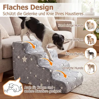GIANTEX Hundetreppe 4 Stufen, 50 cm, leuchtend, rutschfest, Bezug waschbar. GIANTEX Hundetreppe 4 Stufen, 50 cm, leuchtend, rutschfest, Bezug waschbar.