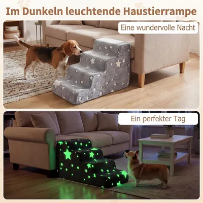 GIANTEX Hundetreppe 4 Stufen, 50 cm, leuchtend, rutschfest, Bezug waschbar. GIANTEX Hundetreppe 4 Stufen, 50 cm, leuchtend, rutschfest, Bezug waschbar.