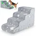GIANTEX Hundetreppe 4 Stufen, 50 cm, leuchtend, rutschfest, Bezug waschbar.