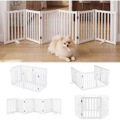 GIANTEX Absperrgitter Hund 61cm,Holz, 360°Scharniere,Dreibein,Freistehend.
