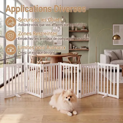GIANTEX Barrière Chien 6 Panneaux,306×61cm,Bois,Sans Perçage, Antidérapant. GIANTEX Barrière Chien 6 Panneaux,306×61cm,Bois,Sans Perçage, Antidérapant.