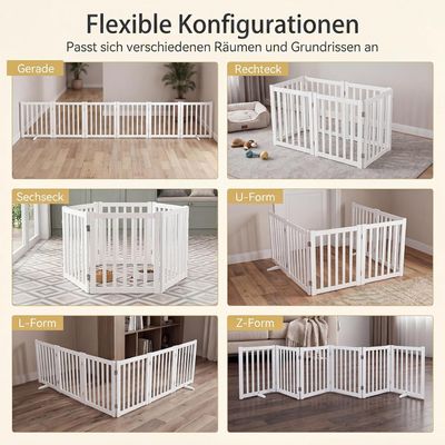 GIANTEX Absperrgitter Hund 61cm,Holz, 360°Scharniere,Dreibein,Freistehend.