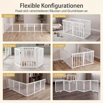 GIANTEX Valla para perros de 6 paneles, 306 × 61 cm, de madera