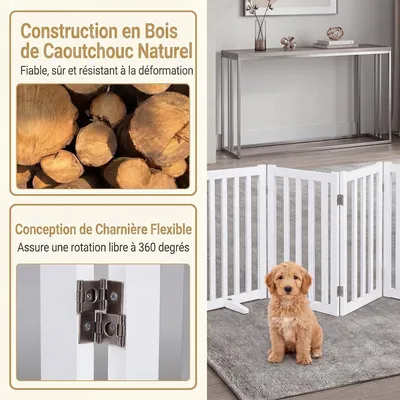 GIANTEX Barrière Chien 6 Panneaux,306×61cm,Bois,Sans Perçage, Antidérapant. GIANTEX Barrière Chien 6 Panneaux,306×61cm,Bois,Sans Perçage, Antidérapant.