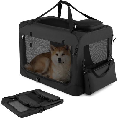 GIANTEX Transportbox Hund Katze 83,5x58x58cm Oxford 3 Türen Matte