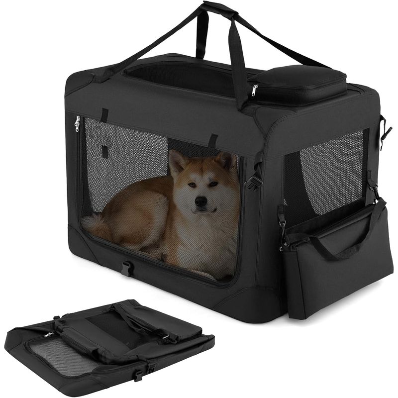GIANTEX Transportbox Hund Katze 83,5x58x58cm Oxford 3 Türen Matte