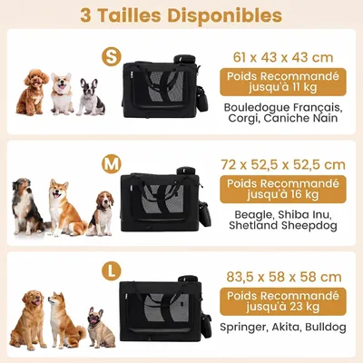 GIANTEX Sac Transport Chien Chat 83,5x58x58cm Oxford 3 Portes Coussin