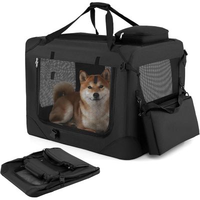 GIANTEX Transportbox Hund Katze 72x52,5x52,5cm Oxford 3 Türen Matte