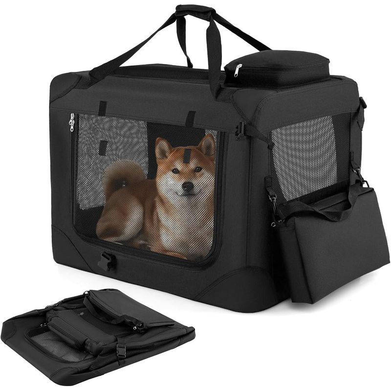 GIANTEX Transportbox Hund Katze 72x52,5x52,5cm Oxford 3 Türen Matte