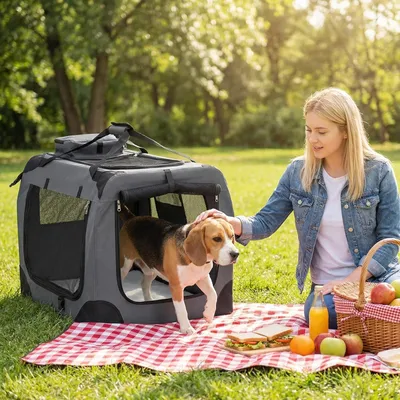 GIANTEX Sac Transport Chien Chat 72x52,5x52,5cm Oxford 3 Portes Coussin GIANTEX Sac Transport Chien Chat 72x52,5x52,5cm Oxford 3 Portes Coussin