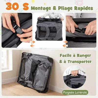 GIANTEX Sac Transport Chien Chat 72x52,5x52,5cm Oxford 3 Portes Coussin GIANTEX Sac Transport Chien Chat 72x52,5x52,5cm Oxford 3 Portes Coussin