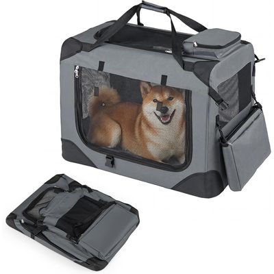 GIANTEX Transportbox Hund Katze 72x52,5x52,5cm Oxford 3 Türen Matte
