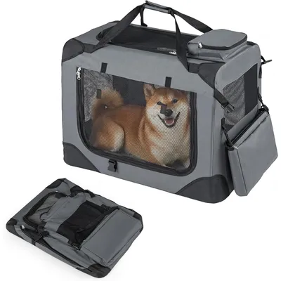 GIANTEX Transportbox Hund Katze 72x52,5x52,5cm Oxford 3 Türen Matte GIANTEX Transportbox Hund Katze 72x52,5x52,5cm Oxford 3 Türen Matte