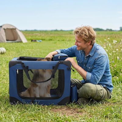 GIANTEX Sac Transport Chien Chat 72x52,5x52,5cm Oxford 3 Portes Coussin