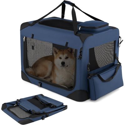 GIANTEX Transportbox Hund Katze 83,5x58x58cm Oxford 3 Türen Matte