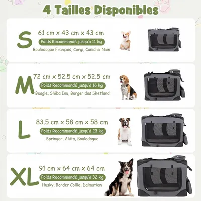 GIANTEX Sac Transport Chien Chat 61x43x43cm Oxford 3 Portes Coussin GIANTEX Sac Transport Chien Chat 61x43x43cm Oxford 3 Portes Coussin