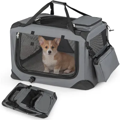 GIANTEX Transportbox Hund Katze 61x43x43cm Oxford 3 Türen Matte GIANTEX Transportbox Hund Katze 61x43x43cm Oxford 3 Türen Matte