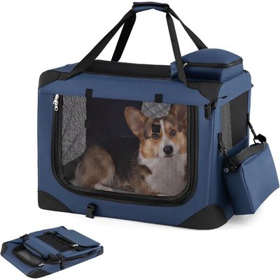 GIANTEX Transportbox Hund Katze 61x43x43cm Oxford 3 Türen Matte