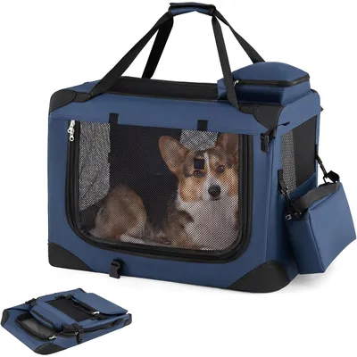 GIANTEX Transportbox Hund Katze 61x43x43cm Oxford 3 Türen Matte GIANTEX Transportbox Hund Katze 61x43x43cm Oxford 3 Türen Matte