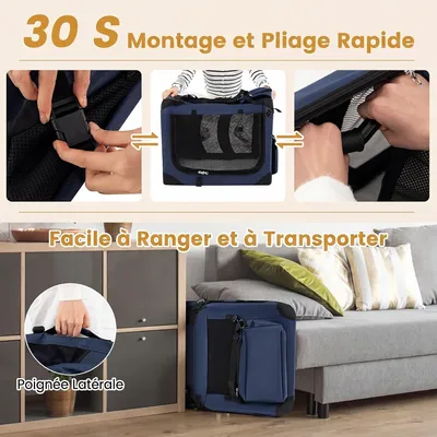 GIANTEX Sac Transport Chien Chat 61x43x43cm Oxford 3 Portes Coussin