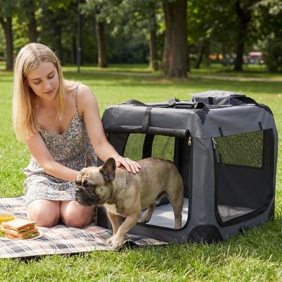 GIANTEX Sac Transport Chien Chat 83,5x58x58cm Oxford 3 Portes Coussin