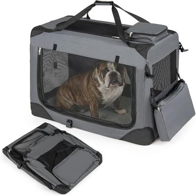 GIANTEX Transportbox Hund Katze 83,5x58x58cm Oxford 3 Türen Matte