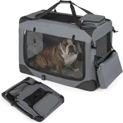GIANTEX Transportbox Hund Katze 83,5x58x58cm Oxford 3 Türen Matte