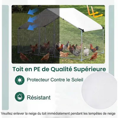 GIANTEX Enclos Poulailler 6 m², 3x2x2 m, Acier Galvanisé, Bâche PE GIANTEX Enclos Poulailler 6 m², 3x2x2 m, Acier Galvanisé, Bâche PE