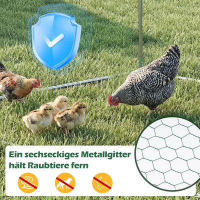 GIANTEX Hühnerfreilauf 3x2x2m, 6㎡,Dach, Draht,Riegeltür,Hühner & Kaninchen.