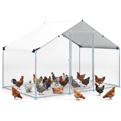 GIANTEX Enclos Poulailler 6 m², 3x2x2 m, Acier Galvanisé, Bâche PE GIANTEX Enclos Poulailler 6 m², 3x2x2 m, Acier Galvanisé, Bâche PE
