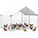 GIANTEX Enclos Poulailler 6 m², 3x2x2 m, Acier Galvanisé, Bâche PE