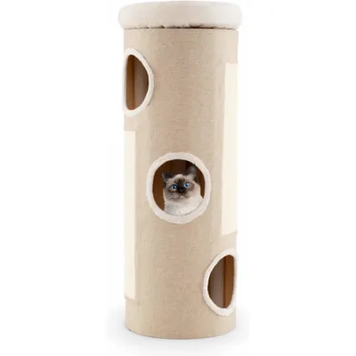 GIANTEX Kratzfass Katzenhaus Multifunktional 3 Löcher Plüschbett Sisal GIANTEX Kratzfass Katzenhaus Multifunktional 3 Löcher Plüschbett Sisal