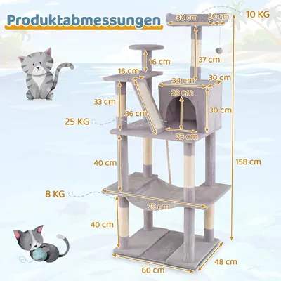 GIANTEX Katzenkratzbaum 6 Ebenen mit Höhle & Hängematte GIANTEX Katzenkratzbaum 6 Ebenen mit Höhle & Hängematte