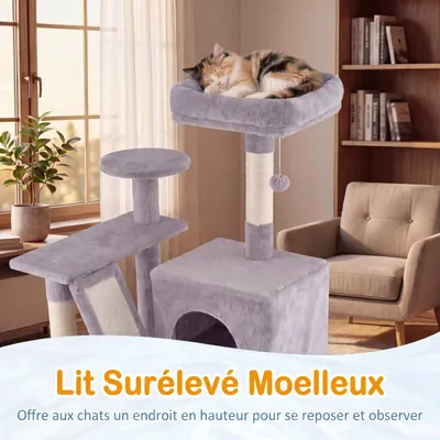 GIANTEX Arbre à Chat, 5 Niveaux, Hamac, Niches, Poteaux, Balle.