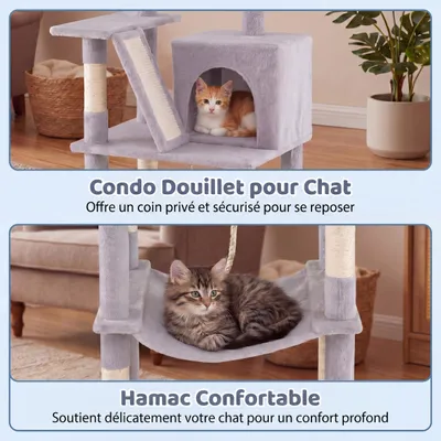 GIANTEX Arbre à Chat, 5 Niveaux, Hamac, Niches, Poteaux, Balle.