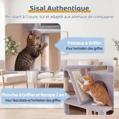 GIANTEX Arbre à Chat, 5 Niveaux, Hamac, Niches, Poteaux, Balle.