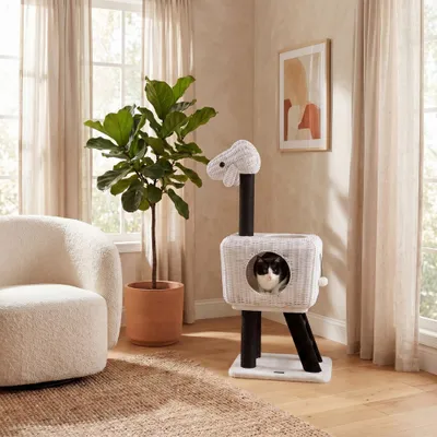 GIANTEX Arbre Chat 110cm,5 Poteaux Sisal,Condo Rotin Double,Entrée,Coussin GIANTEX Arbre Chat 110cm,5 Poteaux Sisal,Condo Rotin Double,Entrée,Coussin