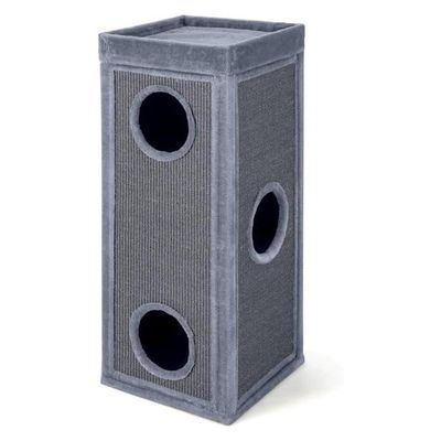 GIANTEX Kratztonne 3 Verstecke Plattform Abnehmbares Kissen Sisal Katze