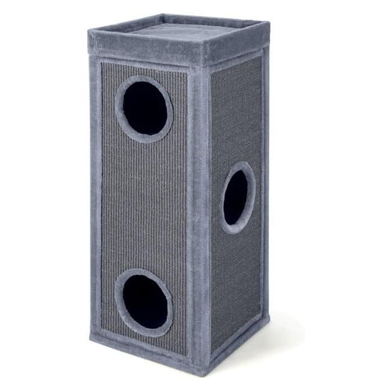 GIANTEX Kratztonne 3 Verstecke Plattform Abnehmbares Kissen Sisal Katze