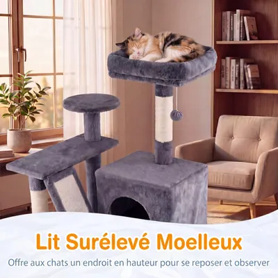 GIANTEX Arbre à Chat, 5 Niveaux, Hamac, Niches, Poteaux, Balle. GIANTEX Arbre à Chat, 5 Niveaux, Hamac, Niches, Poteaux, Balle.