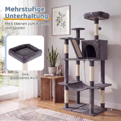 GIANTEX Katzenkratzbaum 6 Ebenen mit Höhle & Hängematte GIANTEX Katzenkratzbaum 6 Ebenen mit Höhle & Hängematte