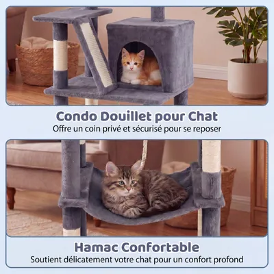 GIANTEX Arbre à Chat, 5 Niveaux, Hamac, Niches, Poteaux, Balle. GIANTEX Arbre à Chat, 5 Niveaux, Hamac, Niches, Poteaux, Balle.