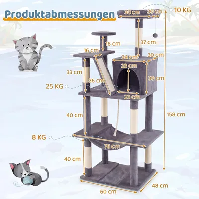 GIANTEX Katzenkratzbaum 6 Ebenen mit Höhle & Hängematte GIANTEX Katzenkratzbaum 6 Ebenen mit Höhle & Hängematte