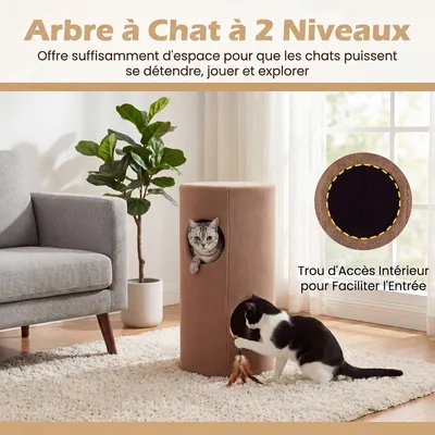 GIANTEX Tonneau Chat 2 Niveaux, 66 cm, Tapis Sisal, 2 Condos, Ours. GIANTEX Tonneau Chat 2 Niveaux, 66 cm, Tapis Sisal, 2 Condos, Ours.
