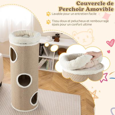 GIANTEX Tonneau Chat 43cm 4 Niveaux 3 Condos Planches Amovibles Perchoir