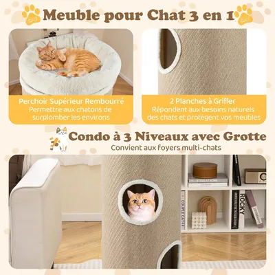 GIANTEX Tonneau Chat 43cm 4 Niveaux 3 Condos Planches Amovibles Perchoir GIANTEX Tonneau Chat 43cm 4 Niveaux 3 Condos Planches Amovibles Perchoir