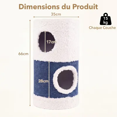 GIANTEX Tonneau Chat 2 Niveaux, 66 cm, Tapis Sisal, 2 Condos, ours. GIANTEX Tonneau Chat 2 Niveaux, 66 cm, Tapis Sisal, 2 Condos, ours.